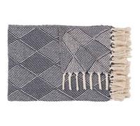 Mombosa - plaid - 130x180 cm - motif géométrique - en coton recyclé - Noir / Blanc Noir / Blanc G