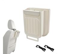 momgyaamz Poubelle Voiture, Corbeille Murale Poubelle de Cuisine Poubelle de Voiture Pliable, Panier Rangement Suspendu pour Siège Auto Arrière Placard Cuisine Bain Camping 6L Crème