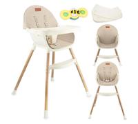 Momi Chaise haute REKI évolutive 2 positions Plateau double lave-vaisselle 6-36m Beige