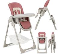 MoMi GOJO Chaise Haute pour Enfant - Réglable en Hauteur, 2 Roues, Pliable - Rose