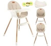 MoMi REKI - Chaise haute bébé évolutive - 2 positions de siège - Plateau double lavable lave-vaisselle - 6-36m / 20 kg - Beige Beige