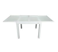 MOMMA HOME Table extensible de jardin en aluminium et verre trempé - Table carrée extensible d'extérieur - Dimensions 90/150 x 90 x 74 cm (blanc)