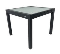 MOMMA HOME Table Extensible de Jardin en Aluminium et Verre trempé - Table carrée Extensible d'extérieur - Dimensions : 90/180 x 90 x 74 cm (Gris)