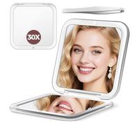 MOMOKUBA Miroir compact, miroir grossissant x30 pour sacs à main, petit miroir de maquillage avec grossissement 1x/30x, miroir de voyage portable pour femme, blanc