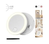 MOMOKUBA Miroir grossissant avec éclairage, Miroir 30x avec Ventouse, Couleurs Lumineuses et à intensité Variable, pour Maquillage de précision, Miroir Mural ou de Table pour Salle de, Blanc