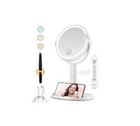 MOMOKUBA Miroir Grossissant Lumineux X 20, Miroir Grossissant sur Pied 8", miroirs Maquillage Lumineux sur Pied Double Face 3 Couleurs 64 LED, Rechargeable Rotation 360°