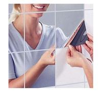 Momola 9Pcs Miroir Autocollant Miroir Adhésif Décoratif Miroir Carrés Argenté Amovible Mosaïque Décorative Auto-Adhésifs Salle De Bain Salon Chambre 15X15CM/6X6Pouces