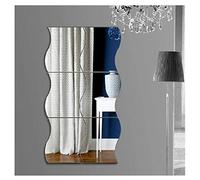 Momola Ensemble d'autocollants Muraux 6pcs Vagues Forme Miroir Mural Autocollants Combinaison Gratuite pour la Décoration de Salle de Bains à la Maison