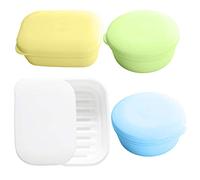 Momolaa Lot de 4 Porte-Savon en Plastique Boîtes à Savon avec vidange imperméables pour Salle de Bain et Voyage - Jaune/Blanc/Bleu/Vert