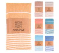 MOMOMUS Fouta de Plage XXL Anti-Sable, avec Franges et 100% Coton - Grande Serviette de Plage XXL sans Sable, Couverture de Pique-Nique ou Grand Paréo - Moutarde, 210x240 cm