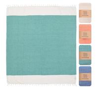 MOMOMUS Serviette de Plage XXL Fouta 200x220 cm, 100% Coton, Vert d’Eau | Fouta XXL de 4,40 m² pour s’étendre et partager; drap de plage souple, le sable sec se retire en secouant, pour pique-nique.