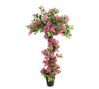momoplant Bougainvillier artificiel dans un pot de ciment - 160 cm - Grand arbre en fleurs roses avec fleurs pour porche, maison, bureau, extérieur, jardin décoratif (1 pièce)