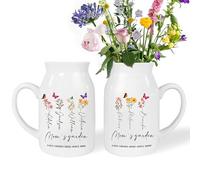 Mom's Garden Vase de fleurs personnalisé avec nom personnalisé et papillon floral Décoration d'intérieur pour femme Pot de fleurs