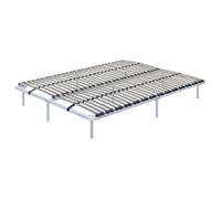 Mon Mobilier Design Ortho Sommier en Acier à Lattes avec Bande stabilisatrice Blanc 180x200 cm avec Pieds