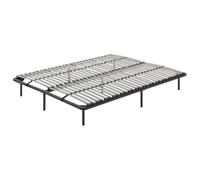Mon Mobilier Design Ortho Sommier en Acier à Lattes avec Bande stabilisatrice Noir 160x200 cm avec Pieds