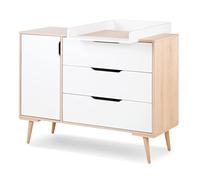 Mon Mobilier Design Sofie Commode à Langer à tiroirs et étagères Style scandinave Blanc/Bois