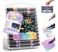 Mon Petit Curieux Feutre Acrylique, Zéro Traversée，Paillettes(48color) | Marqueurs Peinture Acrylique 2 En 1 Pour Coloriage Et DIY Créatifs, Couleurs Vives Et Opaques, Pour Papier, Bois, Pierre