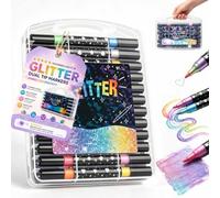 Mon Petit Curieux Feutre Acrylique, Zéro Traversée，Paillettes(72color) | Marqueurs Peinture Acrylique 2 En 1 Pour Coloriage Et DIY Créatifs, Couleurs Vives Et Opaques, Pour Papier, Bois, Pierre