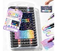 Mon Petit Curieux Feutre Acrylique, Zéro Traversée，Paillettes(96color) | Marqueurs Peinture Acrylique 2 En 1 Pour Coloriage Et DIY Créatifs, Couleurs Vives Et Opaques, Pour Papier, Bois, Pierre