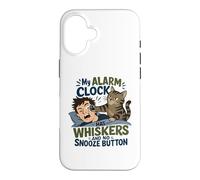 Mon réveil a des Moustaches, Pas de Bouton Snooze, Chat Coque pour iPhone 16