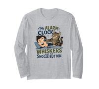 Mon réveil a des Moustaches, Pas de Bouton Snooze, Chat Manche Longue