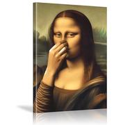 Mona Lisa Impression Sur Toile,Mona Lisa Poster Wc Art,Photos Deco Salle De Bain Tableau,Affiche Drole Toilette Peinture Humour Vintage Pour Toilettes Et Salle De Bain 30 x 40cm Cadre Intérieur