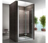 MONA Porte de douche pliante H 195 cm largeur réglable de 96 à 100 cm verre transparent