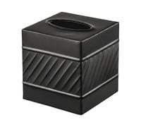 Monarch Abode Boîte à mouchoirs carrée en métal fabriquée à la Main avec Motif Vague en Relief pour Salle de Bain, Accessoires de Commode carrés, Support de boîte à mouchoirs décoratif, Noir Mat