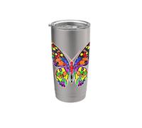 Monarque Papillon Arc-en-ciel Abstrait Nature Esthétique Gobelet isotherme en acier inoxydable double paroi