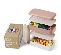 monbento - Bento box MB Original Moka - Boîte Repas à Compartiments - Lunch box Hermétique 2 étages - Idéal pour Travail/Ecole - Sans BPA - Durable et Sûr - Made In France - Rose