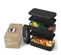 monbento - Bento box MB Original Onyx - Boîte Repas à Compartiments - Lunch box Hermétique 2 étages - Idéal pour Travail/Ecole - Sans BPA - Durable et Sûr - Made In France - Noir