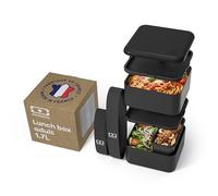 monbento - Bento box MB Square Onyx - Grande Boîte Repas à Compartiments - Lunch box Hermétique 2 étages - Idéal pour Travail/Ecole - Sans BPA - Durable et Sûr - Made In France - Noir