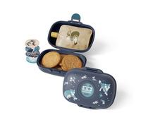 Monbento Boite à Gouter Enfant Gram Bleu Wolf - Boîte à Gouter Sans BPA Idéale pour École, Pique-nique, Vacances - Boîte à Gouter Garçon Fille avec Motif Loup - Personnalisable et Résistante