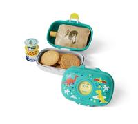 monbento - Boite a Gouter Enfant MB Gram bleu Dino - Boite a Gouter sans BPA Idéale pour Ecole, Pique-nique, Vacances, Randonnées - Boite Gouter Dinosaure Garçon/Fille - Personnalisable et Résistante