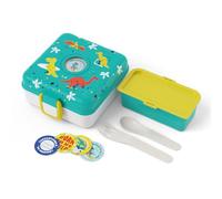 monbento - Boite a Sandwich Enfant Snacky bleu Dino - Lunch Box Enfant pour Sandwich Entier - Couverts Inclus - Boite a Gouter Personnalisable - Idéal pour École/Pique-niques - Sans BPA - Dinosaures