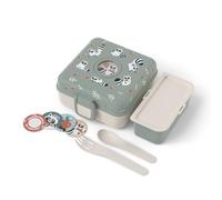 monbento - Boite a Sandwich Enfant Snacky vert Raccoon - Lunch Box Enfant pour Sandwich - Couverts Inclus - Boite a Gouter Personnalisable - Idéal pour École/Pique-niques - Sans BPA - Raton Laveur