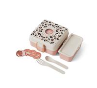 monbento - Boite a Sandwich Personnalisable Enfant Snacky - Couverts Inclus | Lunch Box Enfant pour Sandwich Entier - Idéal pour Gouter École/Pique-niques - Sans BPA - Rose Leopard