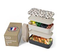 Monbento - Boite Repas Original graphic Leopard - Lunch Box Micro Ondable Adultes - Bento Box Hermétique 2 étages - Idéal pour Travail/Meal Prep - Sans BPA - Compatible Lave-Vaisselle - Made in France