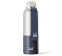 MONBENTO - Bouteille isotherme Steel bleu Natural - Gourde Isotherme Inox 500ml avec Infuseur Thé/Fruit - Garde Boissons Chaudes/Froides - Bouteille Inox Idéale Bureau/Pique-nique/Sport - Fleurs
