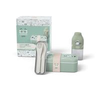 Monbento - Coffret cadeau avec boîte à déjeuner MB Foodie Raccoon, Gourde MB Positive S et Couverture Pocket Color pour enfants