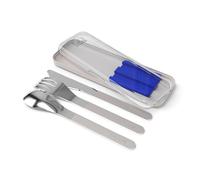 MONBENTO - Couverts Nomades MB Slim Box - Bleu - Set Couvert Lunch Box avec Étui pour Bentos MB Original MB Square et MB Sense - Couvert pour Repas Nomades Outdoor - Fourchette Couteau Cuillère