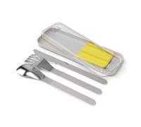 MONBENTO - Couverts Nomades MB Slim Box - Jaune - Set Couvert Lunch Box Avec Étui pour Bentos Original, Square et Sense - pour Repas Nomades Outdoor - Fourchette Couteau Cuillère