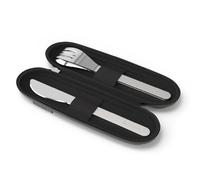 MONBENTO - Couverts Nomades MB Slim Nest Trio Couteau noir - Couverts pour Lunch Box avec Étui - Idéal pour Manger au Bureau/Pique-Nique - Fourchette, Cuillère, Couteau Réutilisables en Inox