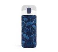 MONBENTO - Gourde Isotherme MB Pop Ginkgo - 360ml - Garde au Chaud/Froid jusqu'à 12h - Petite Gourde Hermétique Enfant Ecole/Parc et/ou Adulte à Glisser dans un Sac à Main - Motif Japonais - Bleu