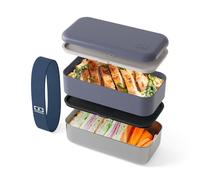 MONBENTO - Lunch Box Adulte Sense Original bleu Natural - Boite Repas 1.2 L 2 Étages Métal/Plastique - Bento Inox Hermétique Compatible avec Four & Micro-Ondes - Sans BPA - Idéal pour Meal Prep/Bureau