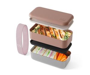 monbento - Lunch Box Adulte Sense Original rose Moka - Boite Repas 1.2 L 2 Étages Métal/Plastique - Bento Inox Hermétique Compatible avec Four & Micro-Ondes - Sans BPA - Idéal pour Meal Prep/Bureau