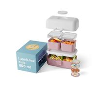 monbento - Lunch Box Enfant Tresor blanc/rose - La Boite Repas 3 Compartiments pour Enfant - Idéal pour Repas et Goûter Ecole/Pique-nique - Sans BPA - Personnalisable et Sûre - Blanc & Rose