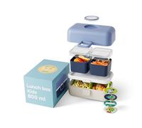 monbento - Lunch Box Enfant Tresor bleu/crème - La Boite Repas 3 Compartiments pour Enfant - Idéal pour Repas et Goûter Ecole/Pique-nique - Sans BPA - Personnalisable et Sûre - Bleu & Beige