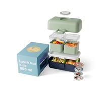 monbento - Lunch Box Enfant Tresor vert/bleu - La Boite Repas 3 Compartiments pour Enfant - Idéal pour Repas et Goûter Ecole/Pique-nique - Sans BPA - Personnalisable et Sûre - Vert & Bleu
