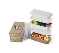 monbento - Lunch Box Original blanc/rose - Lunch Box Micro Ondable pour Adultes - Boite Lunch Hermétique 2 étages - Idéal pour Travail/Pique-niques - Sans BPA - Made in France - Bicolore